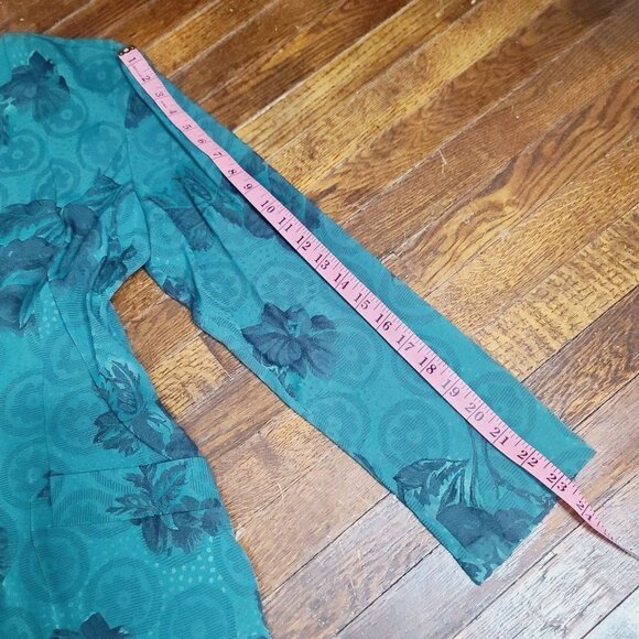 Vintage 90s Dark Green Moody Bohemian Cottagecore Button Down Blouse - Picture 13 of 14